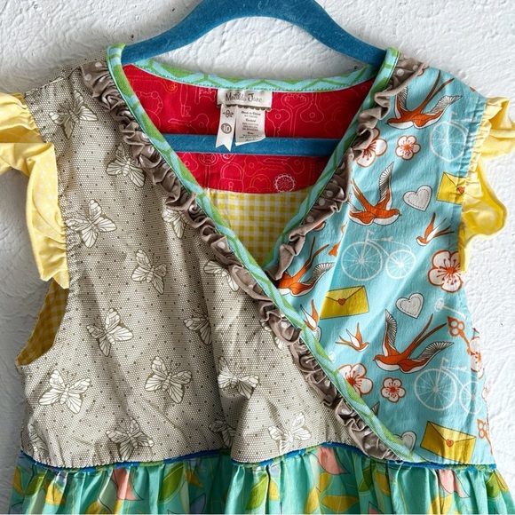 Matilda Jane Rollercoaster Girls Patchwork Ruffle Dress Mixed Prints Size 10 - Picture 4 of 6